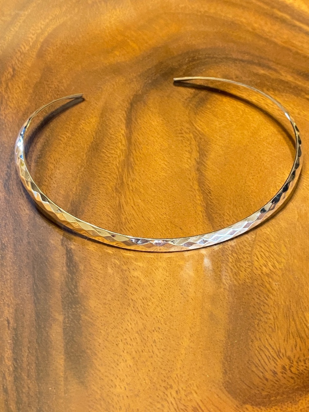 Vintage BEST Silver Tone Diamond Cut Torc Torque Collar Necklace Minimalist